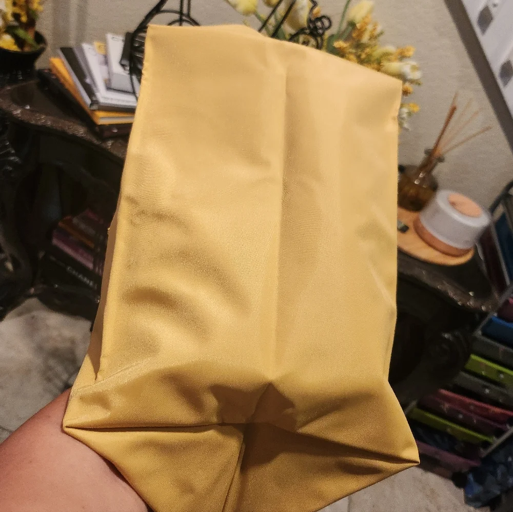Longchamp Yellow and Brown Le Pliage Top-Handle Bag